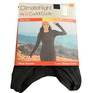 Top girocollo manica lunga ClimateRight by Cuddl Duds strato base elasticizzato nero medio - Foto 1 di 4