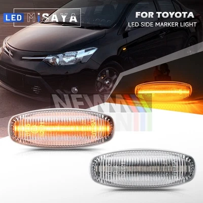 2x Clear LED Side Marker Turn Signal Light For 2014-2019 Toyota Vios Yaris Sedan - Image 1 of 4