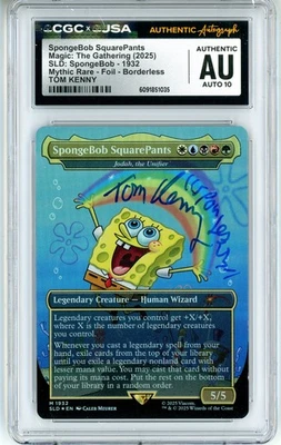 CGC Auto 10 Signed Tom Kenny SpongeBob SquarePants SDL M 1932 Foil Borderless - Image 1 of 2