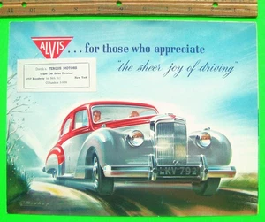 Raro ca 1952 ALVIS 3 LITROS edición Reino Unido Folleto carpeta color berlina cupé cabeza caída - Imagen 1 de 7