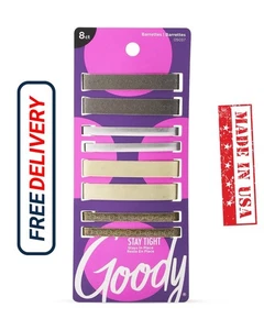 Goody Hair Barrettes Clips - 8 Count Assorted Colors - Slideproof and Lock-In... - Picture 1 of 6