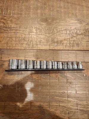 *SNAP ON TOOLS 3/8" DRIVE 12 POINT SHALLOW CHROME SOCKET SET 7/8-1/4 SAE - Image 1 of 4