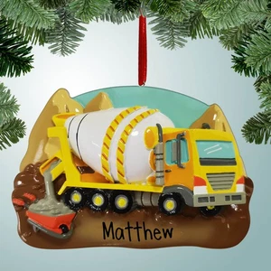 Personalized Cement Truck in Dirt Christmas Ornament - Picture 1 of 1