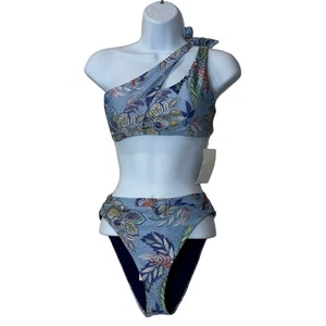 Top de bikini Becca By Rebecca Virtue Sadie recorte asimétrico para mujer pequeño nuevo con etiquetas - Imagen 1 de 15