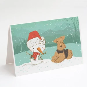 Sobres tarjetas de Navidad muñeco de nieve Caroline's Treasures Airedale Terrier paquete 8 - Imagen 1 de 3