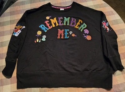 Disney's Coco Remember Me Black Embroidered Sweatshirt Women’s Plus 2X - Image 1 of 4