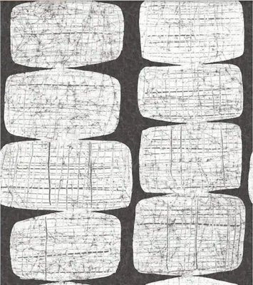 RoomMates Mid Century Beads Peel & Stick Wallpaper Black/White 20.5" x 18' - Image 1 of 4