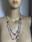 Lovely Vintage French Creator Necklace. Barocco Pearls And Grey-Blue Shell Beads
