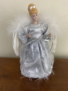 VINTAGE angel Christmas tree topper decorations tree ornaments silver dress - Picture 1 of 6