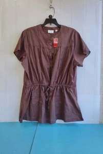 Top Avenue Para Mujer Marrón Cordón Cintura Mangas Cortas Calce Relajado Talla 26/28 - Imagen 1 de 11