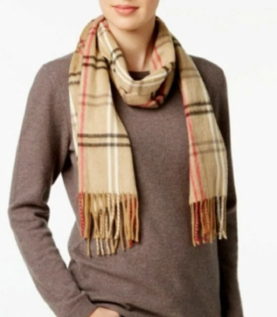 Bufanda tejida Cejón para mujer patrón de rejilla camel talla única Italia tostado suave negro rojo Foto 1 de 1