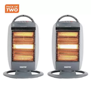 Calentador halógeno calefacción instantánea calentador de cuarzo portátil 1200W gris paquete de 2 - Imagen 1 de 1