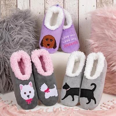 SNOOZIES! Snoozies Pairables Black Cat Slippers Cozy Sherpa Fleece Women’s Sizes UK 3-9