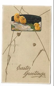 ANTIQUE Postcard Easter Greetings Chicks Peeps 1910 - Picture 1 of 2