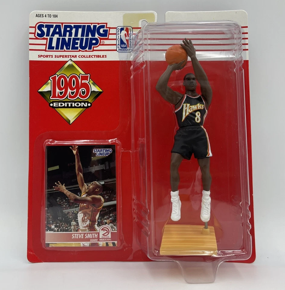 1995 Kenner Starting Lineup NBA Atlanta Hawks Steve Smith Basketball Soft Cornr