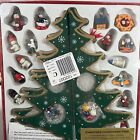 Vtg Wooden Countdown Christmas Tree Advent Calendar Mini Ornaments NEW