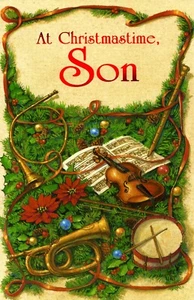 Loving CHRISTMAS Card FOR SON, Music Instruments by Paramount Cards + Envelope - Picture 1 of 4