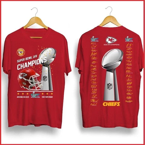 NEW 2023 - Kansas City Chiefs 2023 Super Bowl LVII Champions Signature T shirts Cover