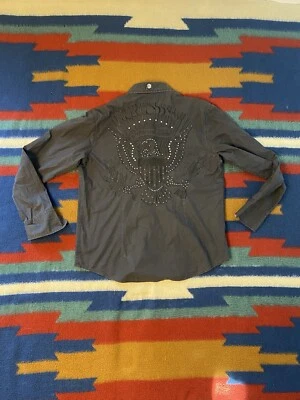 Toku Affliction Style Embroidered Y2K Graphic Button Up Long Sleeve Shirt XL - Image 1 of 4