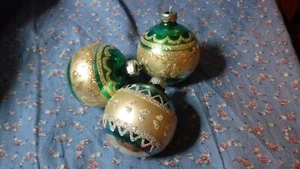 Vintage Shiny Brite Christmas Ornaments 3 Geometric Designs About 2 3/8" H w/o L - Picture 1 of 3