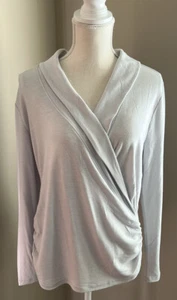 Damen Ann Taylor Langarm grau Wickelbluse Größe LP nie getragen - Bild 1 von 5