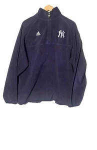 Vintage New York Yankees MLB Adidas Fleece Jacket Large Climawarm Blue Full Zip  - Picture 1 of 6