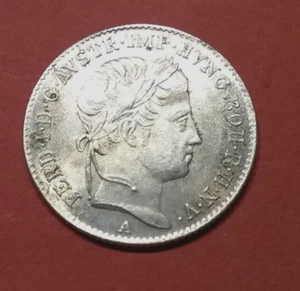 (pgasteelers1) Austria,  1848A 5 Kreuzer Ferdinand I .438 Silver Unc. 🌠 - Picture 1 of 4