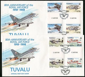 Tuvalu 763-766 two FDC,gutter.Michel 793-796. Royal Air Force,80th Ann.1998. - Picture 1 of 1
