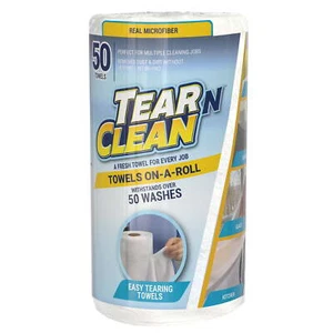 Tear-N-Clean Multi-Purpose Microfiber Cleaning Towel Roll, 50 Pack, White - Picture 1 of 19