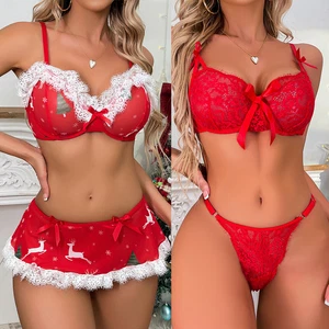 Christmas Women Sexy Lingerie Sleepwear Santa Babydoll Nightwear Dress Xmas Gift - Picture 1 of 20