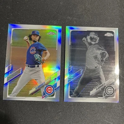 2021 Topps Chrome Yu Darvish Negative Refractor & Refractor (2 card lot)  #177 - Image 1 of 2