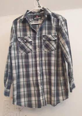 Camisa xadrez Airwalk manga longa botão juvenil tamanho. 18 - Imagem 1 de 4