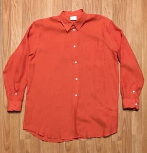 BOGNER Pure Linen Orange Long Sleeves Men's Shirt Size EU 40 - Picture 1 of 10
