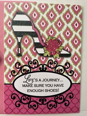 Leanin Tree glitter BIRTHDAY Life's journey make sure have enough shoes - Image 1 of 4