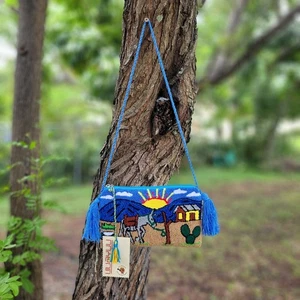 Colombian Wayuu Small Purse Handmade Boho Crossbody Bag with Colorful Tassels - Picture 1 of 14