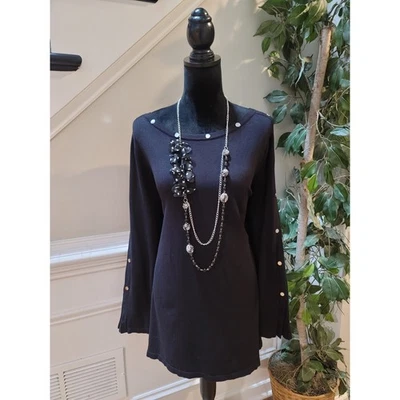 Suéter Alfani Para Mujer Talla 2X Negro Manga Larga Pullover con Detalle de Botones Foto 1 de 4