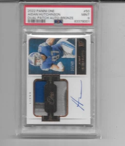 2022 PANINI ONE AIDAN HUTCHINSON RC AUTO DUAL PATCH AUTOGRAPH #24/49 MINT PSA 9 - Picture 1 of 1