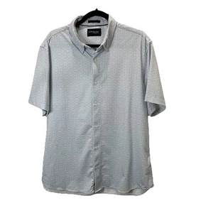 Jachs New York Shirt Men's Size XL Blue White Short Sleeve Button Down Geometric - Picture 1 of 9