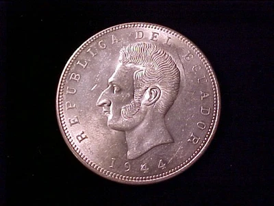 ECUADOR 5 SUCRES SILVER CROWN 1944-Mo BU - Image 1 of 2