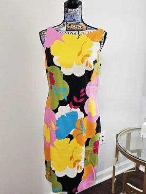 Vestido David Meister MultiFloral Correa Espagueti Talla 8 Hecho en EE. UU. Totalmente Forrado Foto 1 de 4