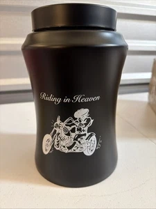 Metal Urn “Riding In Heaven” With Felt Carrying Bag - Picture 1 of 6