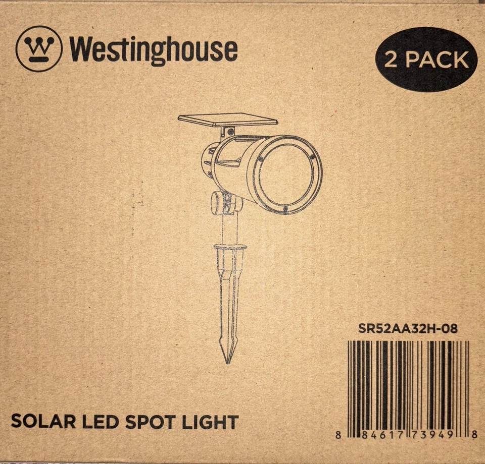 Westinghouse Solar LED Spotlight 3.7 Volt w/ Multi-Function Flashlight 2 Pack