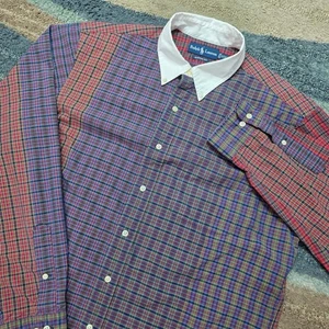 Polo Ralph Lauren vintage anni '90 camicia patchwork a quadri uomo taglia XL 17 - Foto 1 di 8