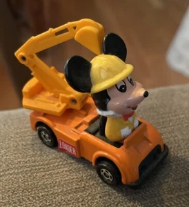 1983 Walt Disney Mickey Mouse Tomy Construction Loader Vehicle Orange VTG PD-10 - Picture 1 of 3