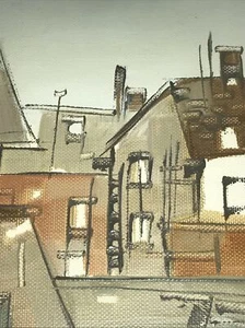 N. Hotchkiss - Tetti - Città - Case - Acquerello - Pittura - Originale - Arte - Foto 1 di 5