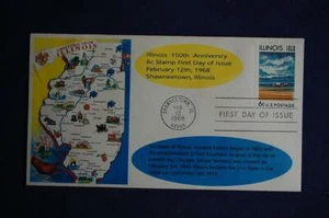 Illinois Sesquicentennial 6c Stamp FDC Bullfrog Cachet Sc#1339 06060 150 Years - Picture 1 of 1