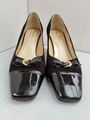 Val Dal "Surlingham" Black Suede and Patent Court Shoes Size Uk 5.5 EE (ST) - Image 1 of 4