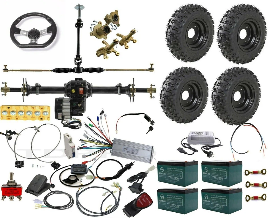 Rear Axle Kit Wheels 1000W 48V Electric Differential Motor For ATV Quad Go Kart - image 1 of 4