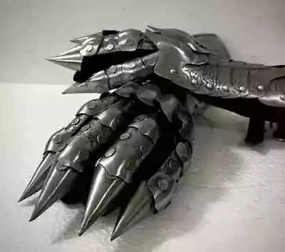 Guantes Nazgul Caballero Medieval, Guantes Negros Armadura de Acero, Guanteletes Disfraz de Acero Foto 1 de 4