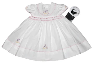 NWT Sarah Louise Baby Infant Girls Short Sleeve Dress Size 6 Months White Floral - Picture 1 of 24